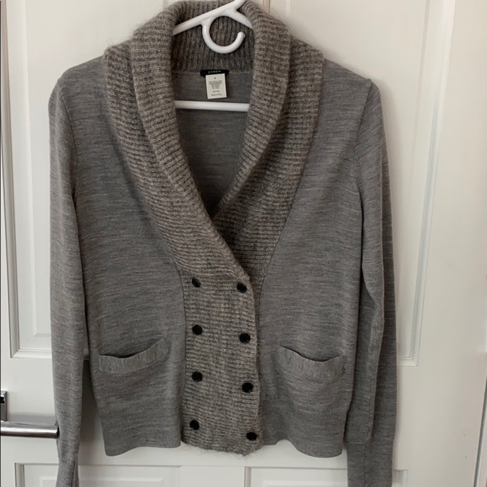 JCREW Grey Wool Button Up Sweater